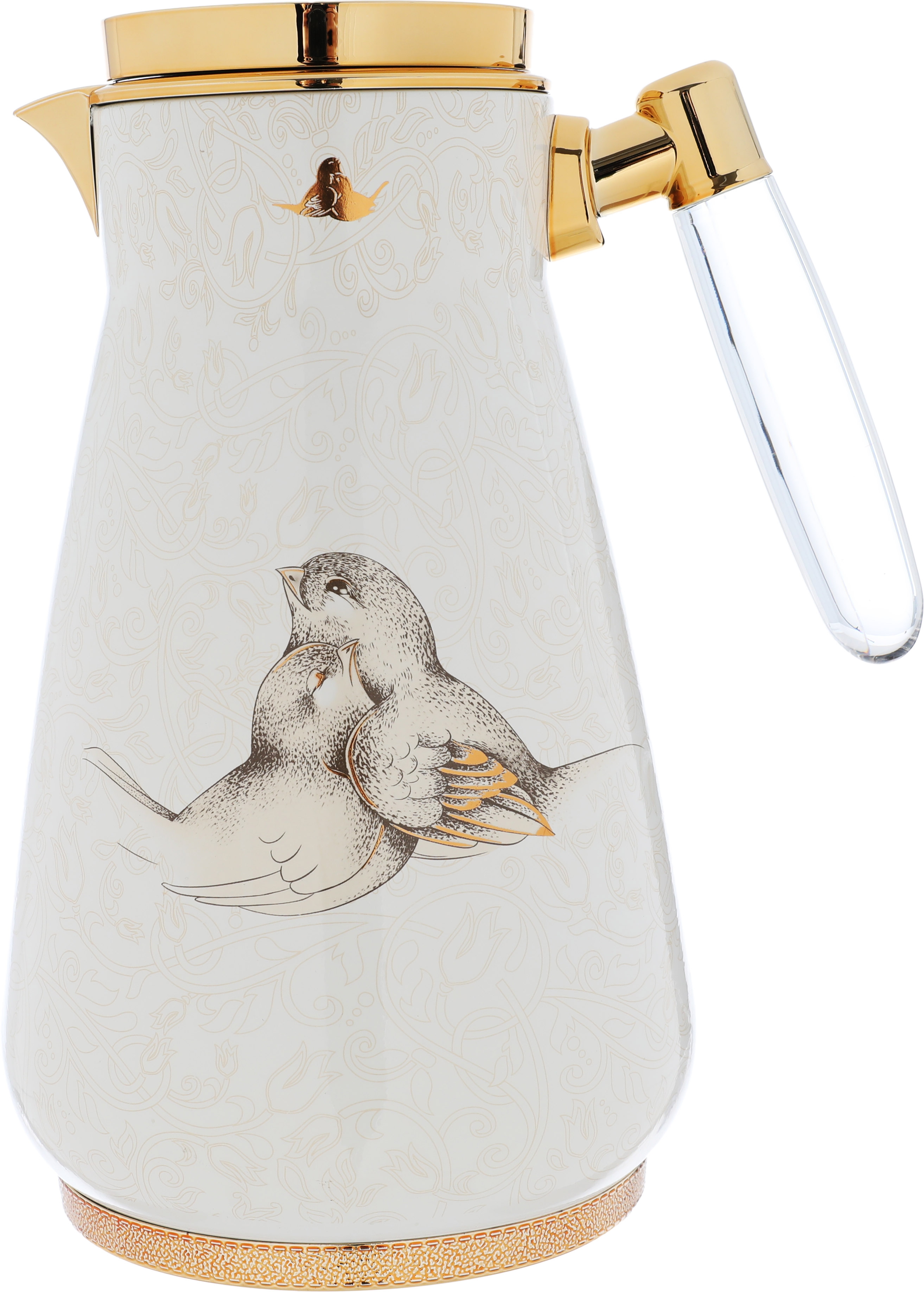 Al Saif Gallery Wiam thermos set, 0.75/1 liter, two pieces, thermal glass inner shell, stainless steel outer shell - pearl product image 2