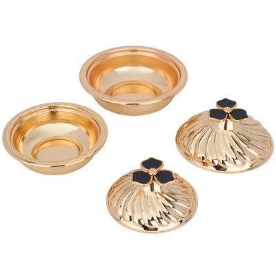 Al Saif Gallery steel tofary set, 2 dates, cover, 3 pieces - gold product image 3
