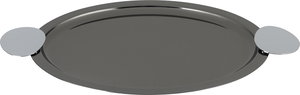 Al Saif Gallery stainless steel serving tray, 35x27x1 cm, oval, silver handle - black silver product image