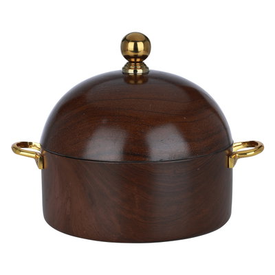 حافظة طعام بغطاء خشب السيف غاليري،28 سم - بني ذهبي product image 1