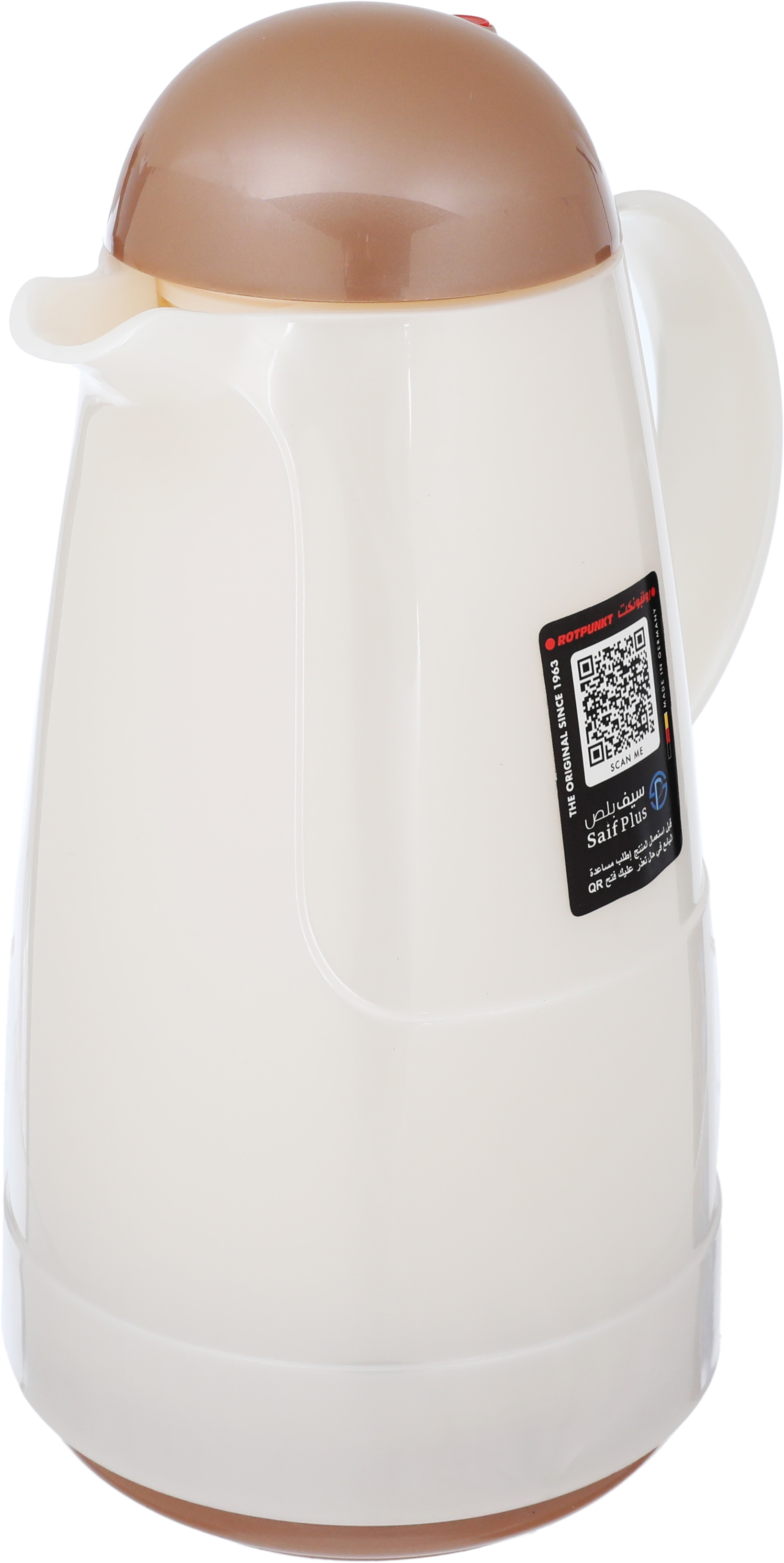 Rotpont thermos, 1 liter, plastic outer, glass inner container, plastic outer shell - white brown product image 2