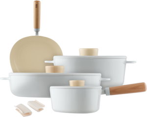 Neo Flame Vika Apex Steel Cookware Set, 7 Pieces, Wooden Handle - Beige product image 2