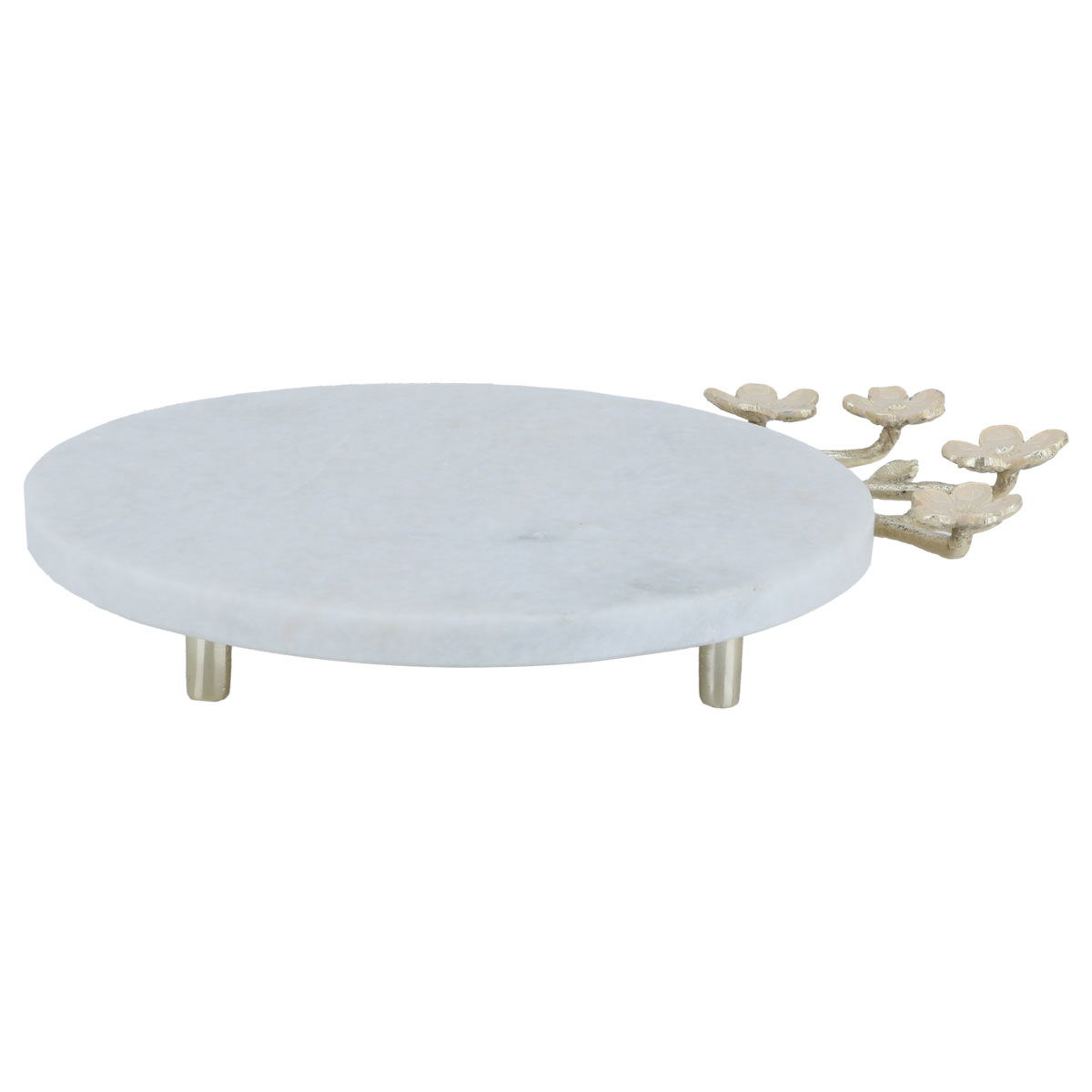 Al Saif Gallery marble serving plate, 22 x 22 x 5 cm, round, base - golden white product image