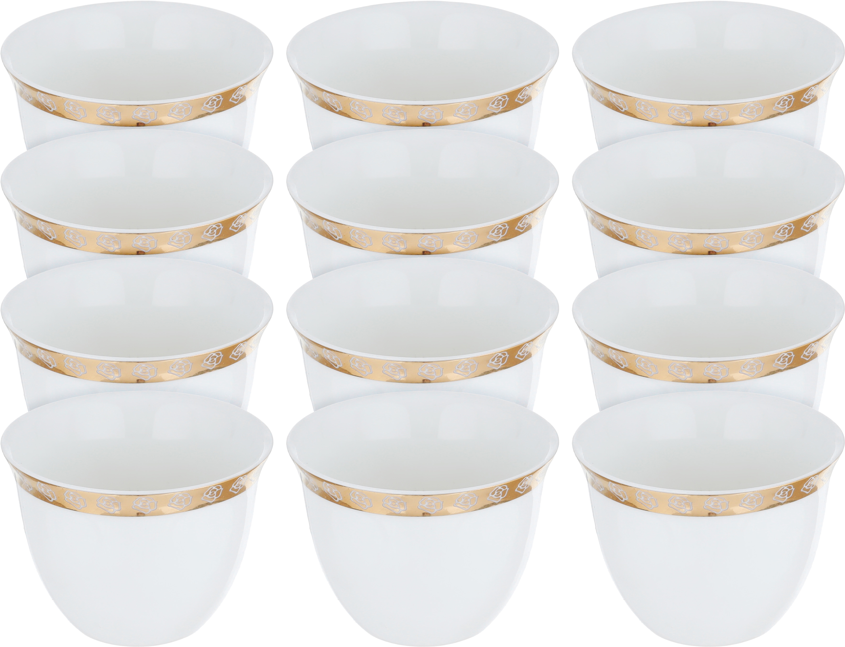 طقم فناجين قهوة عربي بورسلان السيف غاليري، 12 قطعة، رسم وردة - أبيض product image 1
