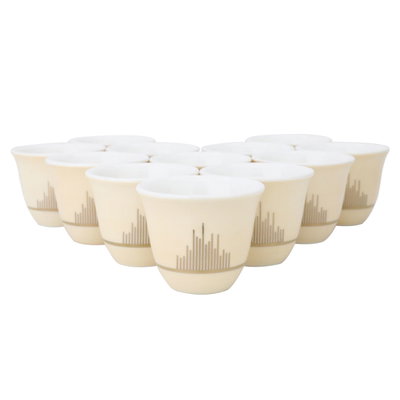 طقم فناجين قهوة عربي بورسلان السيف غاليري، 12 قطعة - بيج ذهبي product image 1