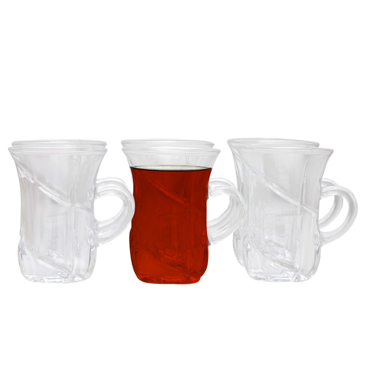 Al Saif Gallery Max glass tea cups set, with handle, 6 pieces - transparent product image