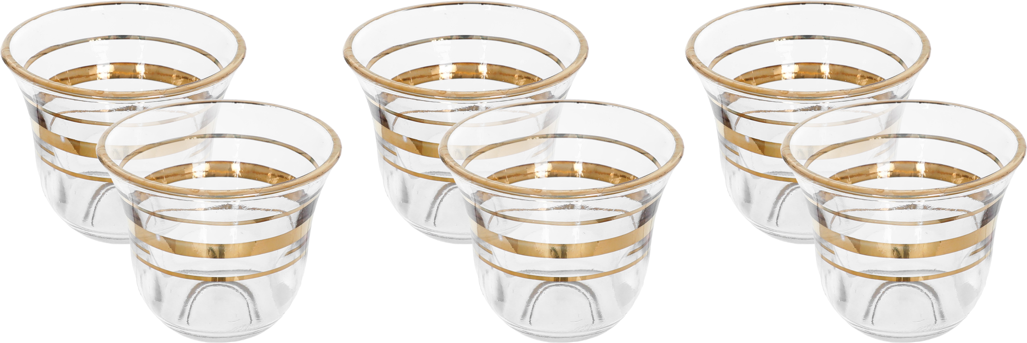 Al Saif Gallery shiny glass coffee cups set, 6 pieces, 90 ml - transparent product image