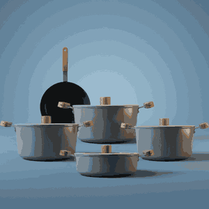 طقم قدور طهي سيراميك تورنادو، 9 قطع - رمادي غامق product image