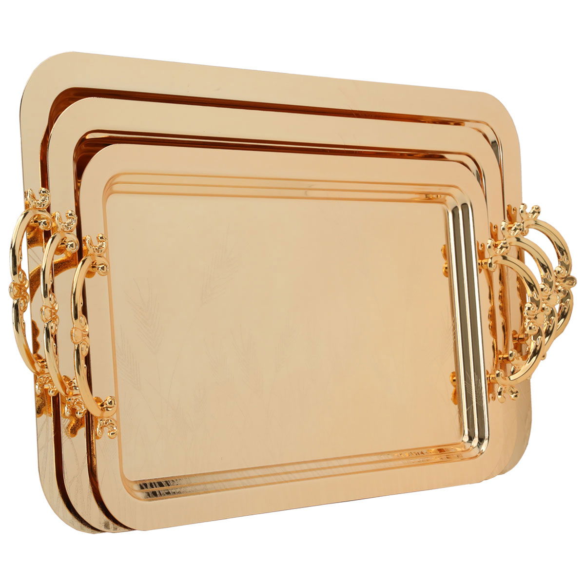 Al Saif Gallery steel topper set, 3 pieces, rectangular - gold product image 2