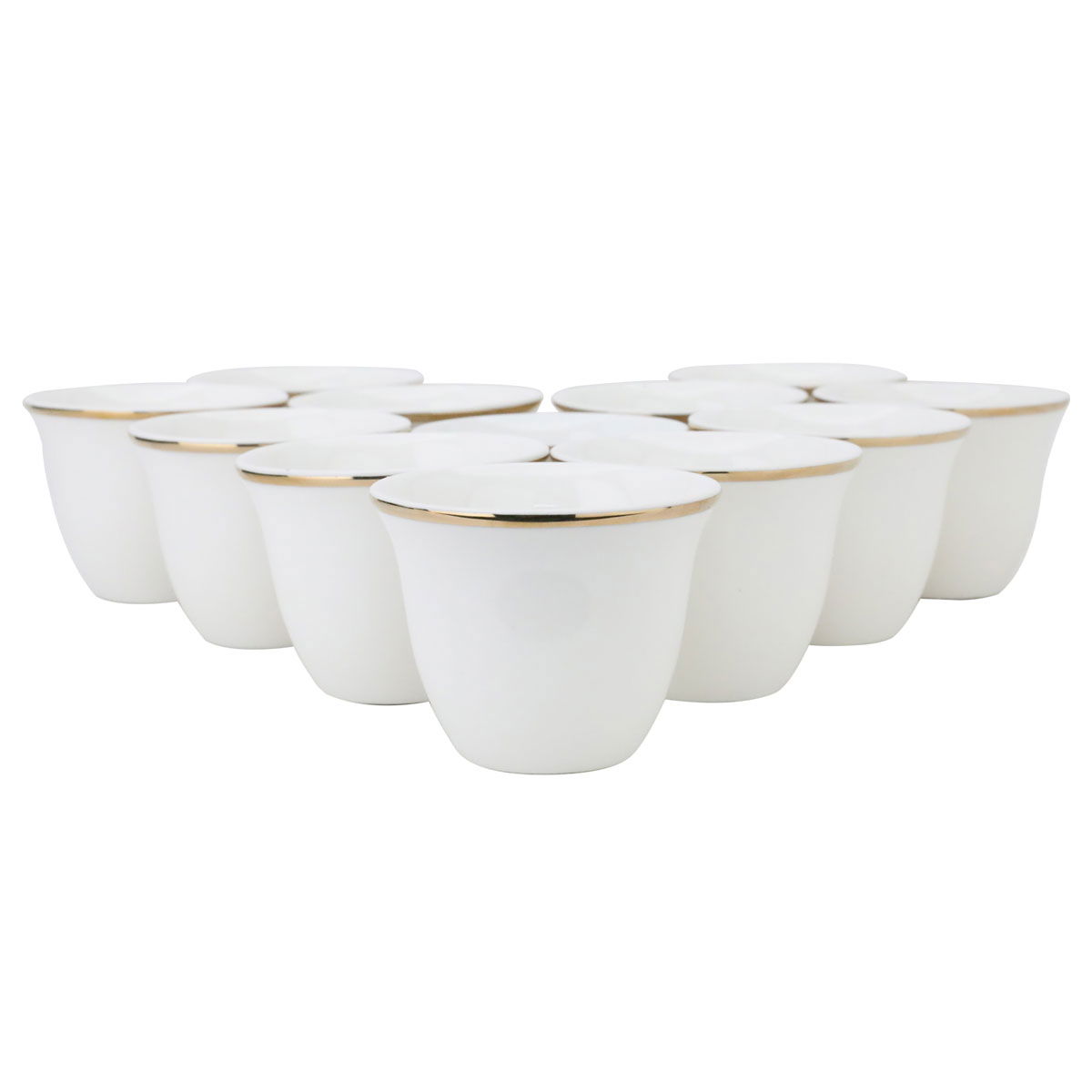 Al Saif Gallery porcelain Arabic coffee cups set, gold line, 12 pieces - white product image