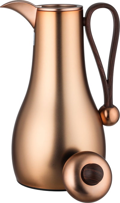 Al Saif Gallery Gheem Thermos Set, 2 Pieces, 1/1 Liter, Glass Inner Container, Wooden Handle - Copper product image 5