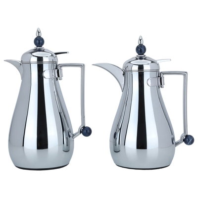 Al Saif Gallery Crystal Thermos Set, 1/0.7 liter, tofaria, thermal glass inner container, steel outer shell - silver product image 3