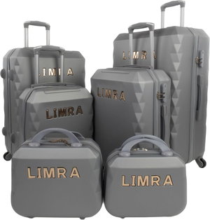 طقم شنط سفر ABS ليمرا، 6 مقاسات، 4 عجلات، زاويه 360 درجة، LMA-1040 - فضي product image