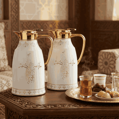 طقم ترامس طاووس السيف غاليري، 1/1.3 لتر، حافظة داخلية زجاج حراري، هيكل خارجي استيل - لؤلؤي product image 2