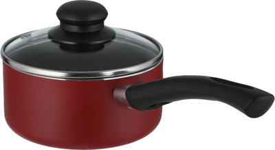 Mr.Cook Teflon Casserole, 16 cm, Black Handle, Glass Lid - Red product image 5