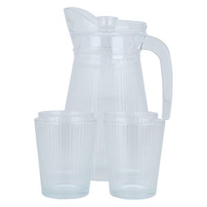 Al Saif Gallery Jake set with glass cups, 1.5 liters, with lid, 4 cups 250 ml - transparent product image