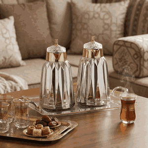 طقم ترامس لمياء السيف غاليري، 1/1 لتر، 3 قطع، طوفرية، حافظة داخلية زجاج حراري - فضي ذهبي product image 2