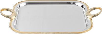 Al Saif Gallery Stainless Steel Serving Tray, 3 Pieces, Rectangle - Silver Gold product image 3