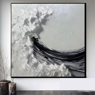 لوحة جدارية كانفس يدوي مع طباعة، 120×120 سم، اطار اسود - متعدد الالوان product image 2