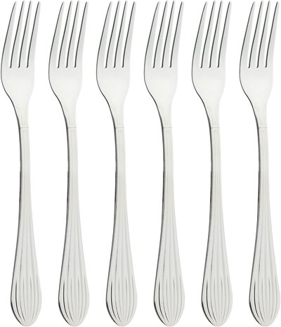 طقم شوك طعام ستانلس ستيل السيف غاليري, 6 قطع، مخطط - فضي product image 1