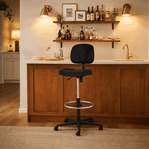 كرسي بار مودرن معدن، 115×45×60 سم، قاعدة قماش - اسود product image 2