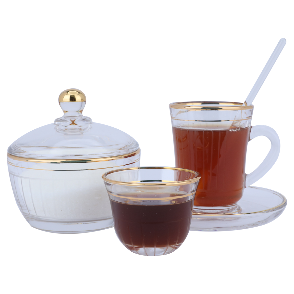 طقم تقديم قهوة وشاي زجاج السيف غاليري، 26 قطعة - شفاف product image