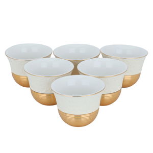 Al Saif Gallery Porcelain Coffee Cups Set, 6 Pieces - White Golden product image 2