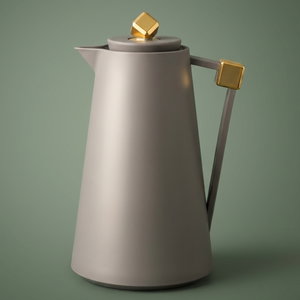 Everest Diamond Plastic Thermos, 1 Liter, Glass Inner Container, Pump - Gold Cappuccino product image