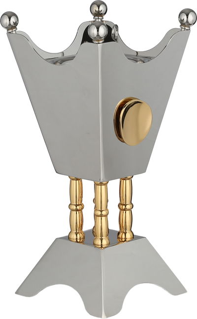 Al Saif Gallery Stainless Steel Incense Burner, 11x11x22 cm, Base - Gold Silver product image 2