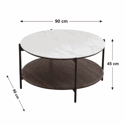 طقم طاولات سيراميك و معدن، 5 قطع - اسود رمادي product image 3