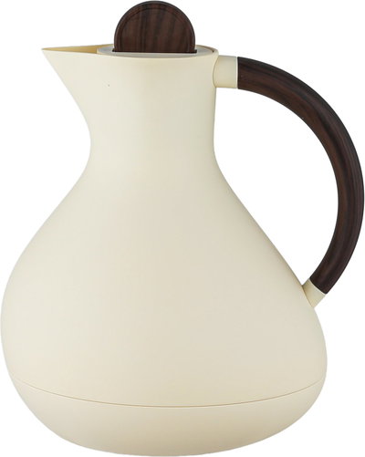 Al Saif Gallery Layal Thermos Set, 0.6/0.9 Liter, 2 Pieces, Glass Interior, Plastic Exterior, Wooden Handle, Push Button - Creamy Wooden product image 3