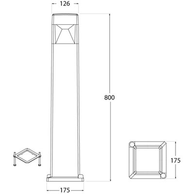 Plastic garden post made of durable resin, GX53 bulb base, 80 x 17.5 cm - Black product image 4