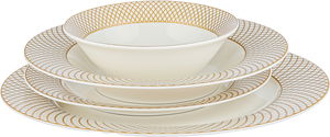 Al Saif Gallery Porcelain Dinnerware Set, 24 Pieces, Patterned - White Gold product image