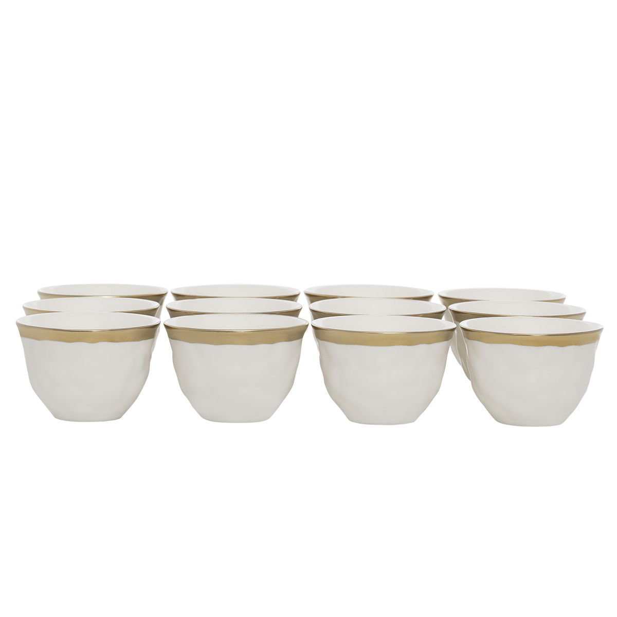 Al Saif Gallery Arabic coffee cups set, with golden calligraphy, 12 pieces - white product image