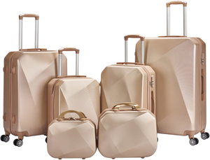 طقم شنط سفر ABS ليمرا، 6 مقاسات، 4 عجلات، زاويه 360 درجة، LMA-1350 - ذهبي product image