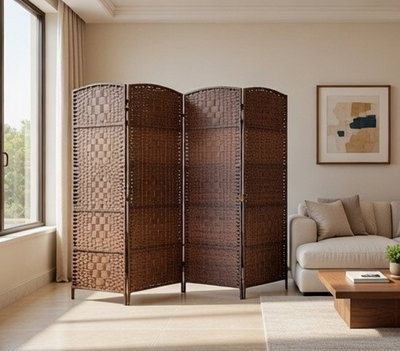 فاصل للغرف خشب الخيزران، 5×200×180 سم، 4 الواح - بني داكن product image 2