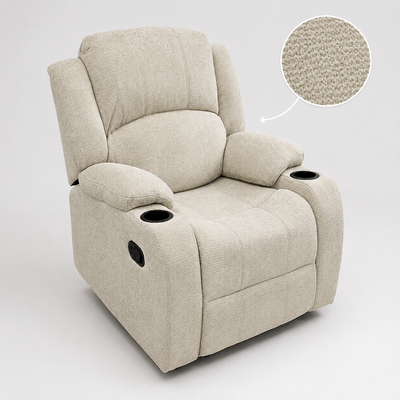كرسي استرخاء قماش، 77x80x95 سم، بحامل اكواب - اوف وايت product image 3