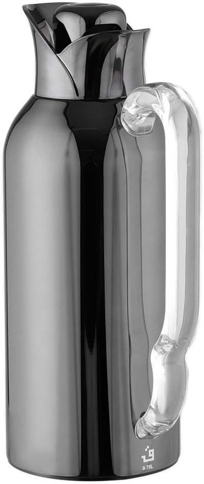 Al Saif Gallery Tuwaiq Thermos Set, 2 Pieces, 0.7/1 Liter, Glass Inner Material, Transparent Handle, Press Lid - Black product image 4
