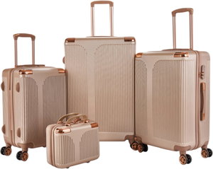 طقم شنط سفر ABS ليمرا، 4 مقاسات، 4 عجلات، بزاوية 360 درجة، OT-501862 - ذهبي product image