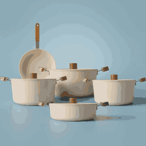 طقم قدور طهي سيراميك تورنادو، 9 قطع - بيج product image