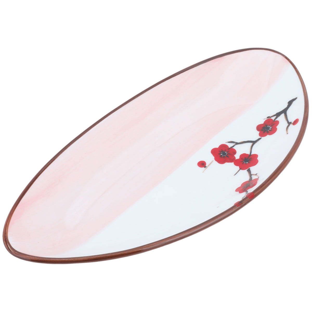 Al Saif Gallery porcelain dessert plate, 8 inches, oval, flower pattern - white product image