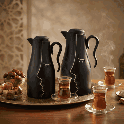 طقم ترامس حواء السيف غاليري، 0.7 / 1 لتر، قطعتين، حافظة داخلية زجاج حراري - أسود product image 2