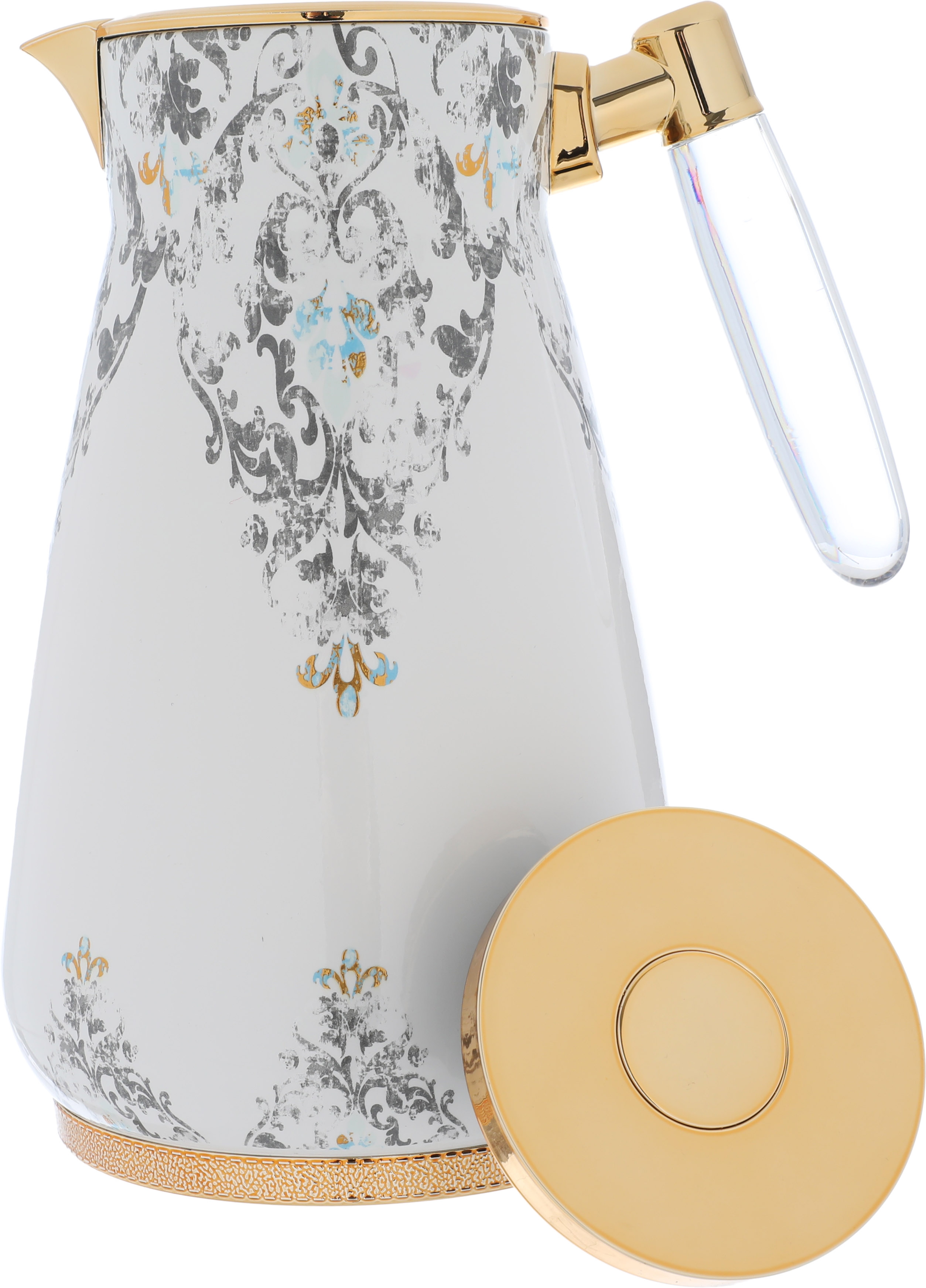 Al Saif Gallery Sahar thermos set, 1/0.75 litre, two pieces, thermal glass inner container, steel outer shell - white product image 3