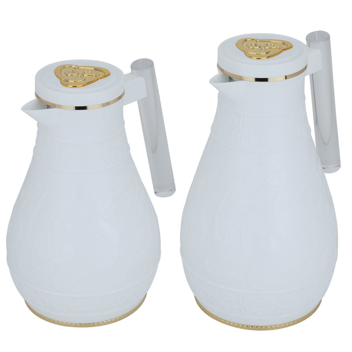 Al Saif Gallery Karam thermos set, 1/0.65 litre, Islamic pattern, thermal glass inner shell, plastic outer shell - white product image 2