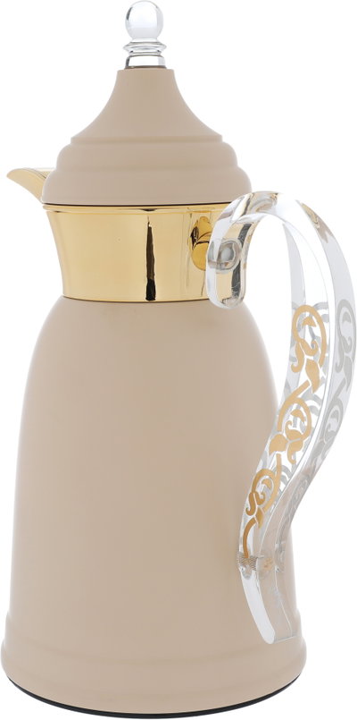 Al Saif Gallery Qamar thermos set, 1 liter, thermal glass inner container, steel outer shell - beige product image 3