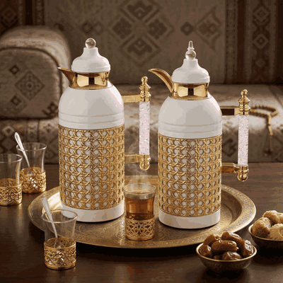 طقم ترامس سارة السيف غاليري، 1/1 لتر، يد كريستال، حافظة داخلية زجاج حراري، هيكل خارجي استيل - لؤلؤي product image 2