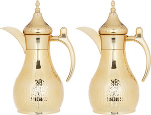 Al Saif Gallery Haila Thermos set, 1.2/1.2 litres, engraved, two pieces, steel inner case, steel outer case - gold product image 2