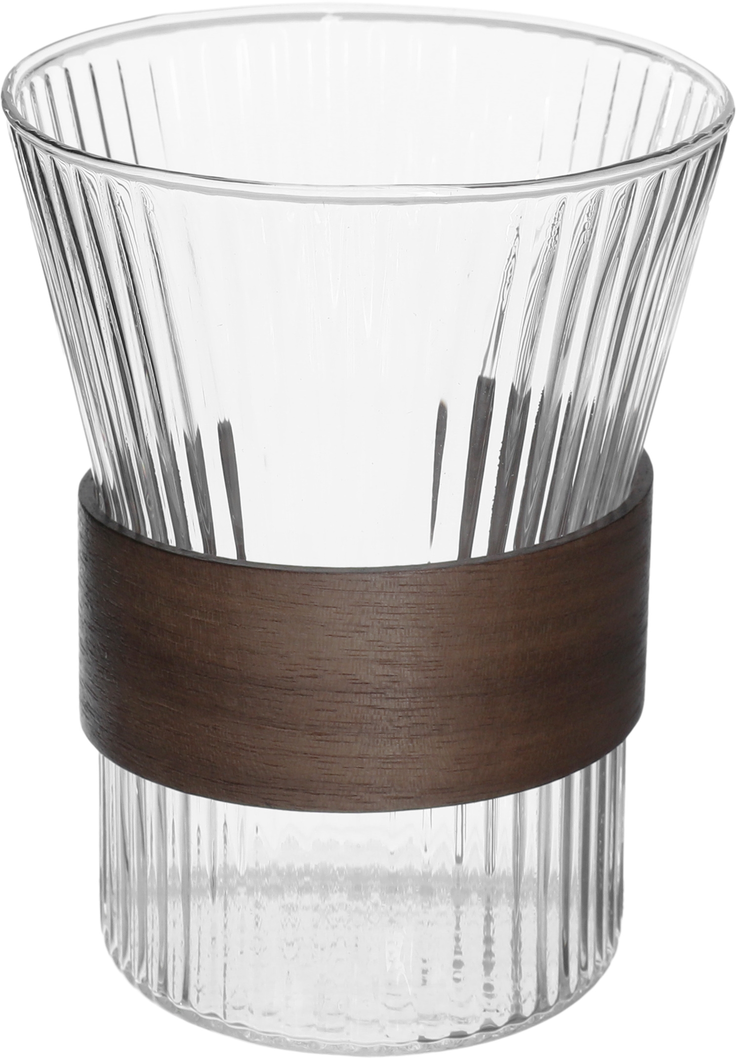 Elegant glass cup, 0.3 litres, wooden handle - clear product image