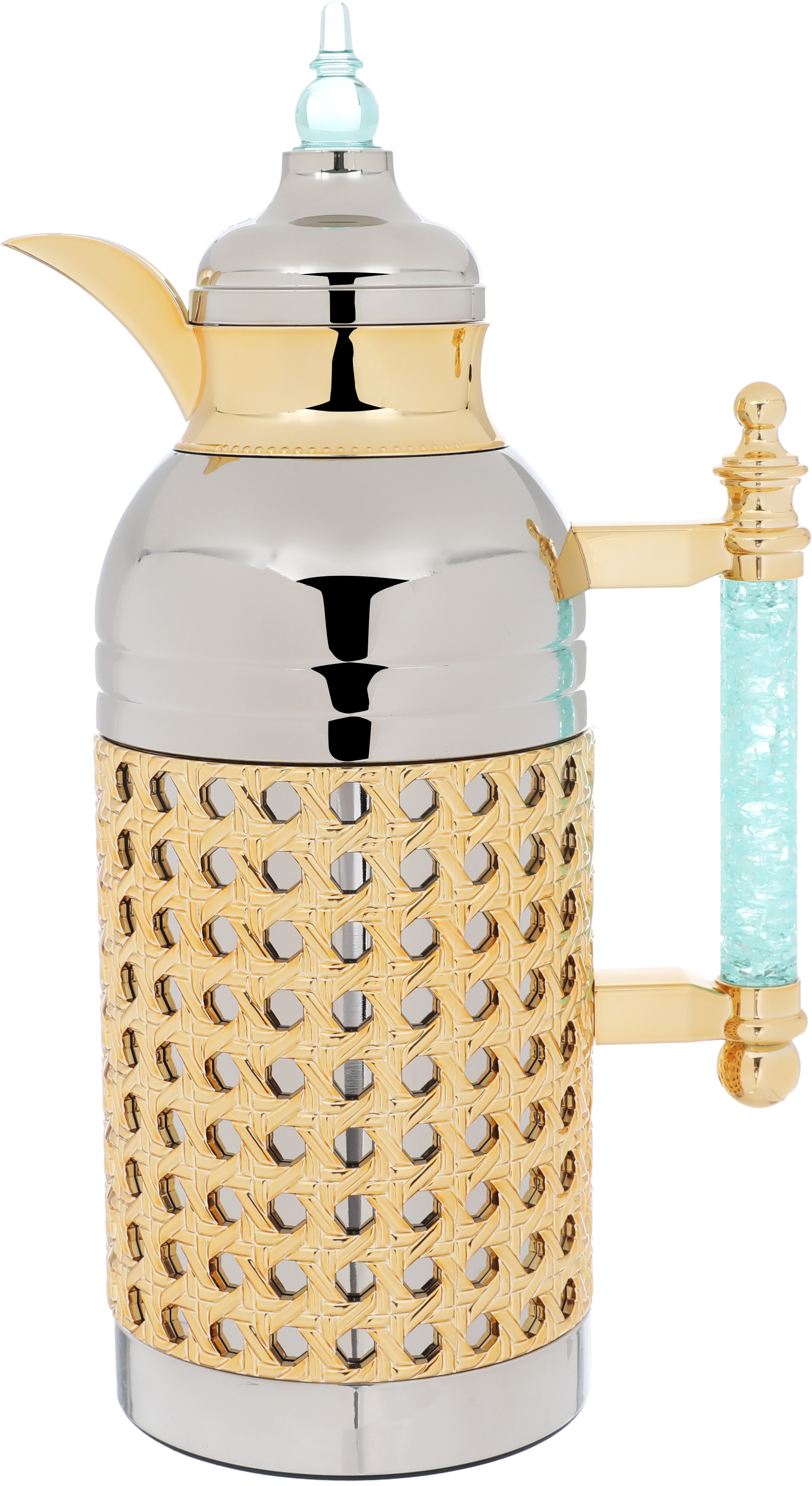 Al Saif Gallery Sarah thermos set, 1 liter, crystal handle, thermal glass inner case, steel outer case - silver product image 7