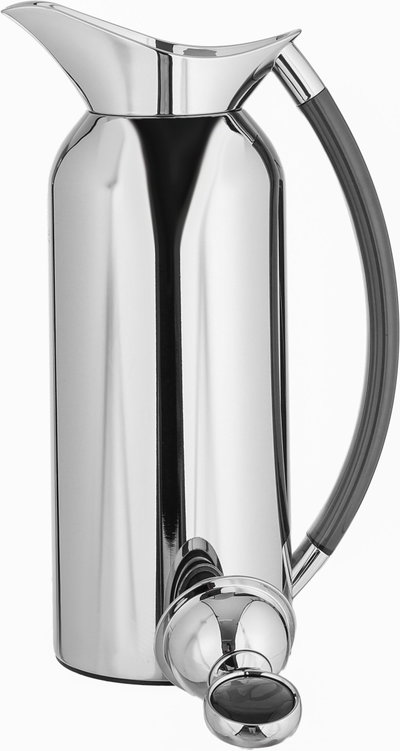 Al Saif Gallery Al Thuraya Thermos Set, 2 Pieces, 1/1 Liter, glass interior, black handle, push-button lid - silver product image 10